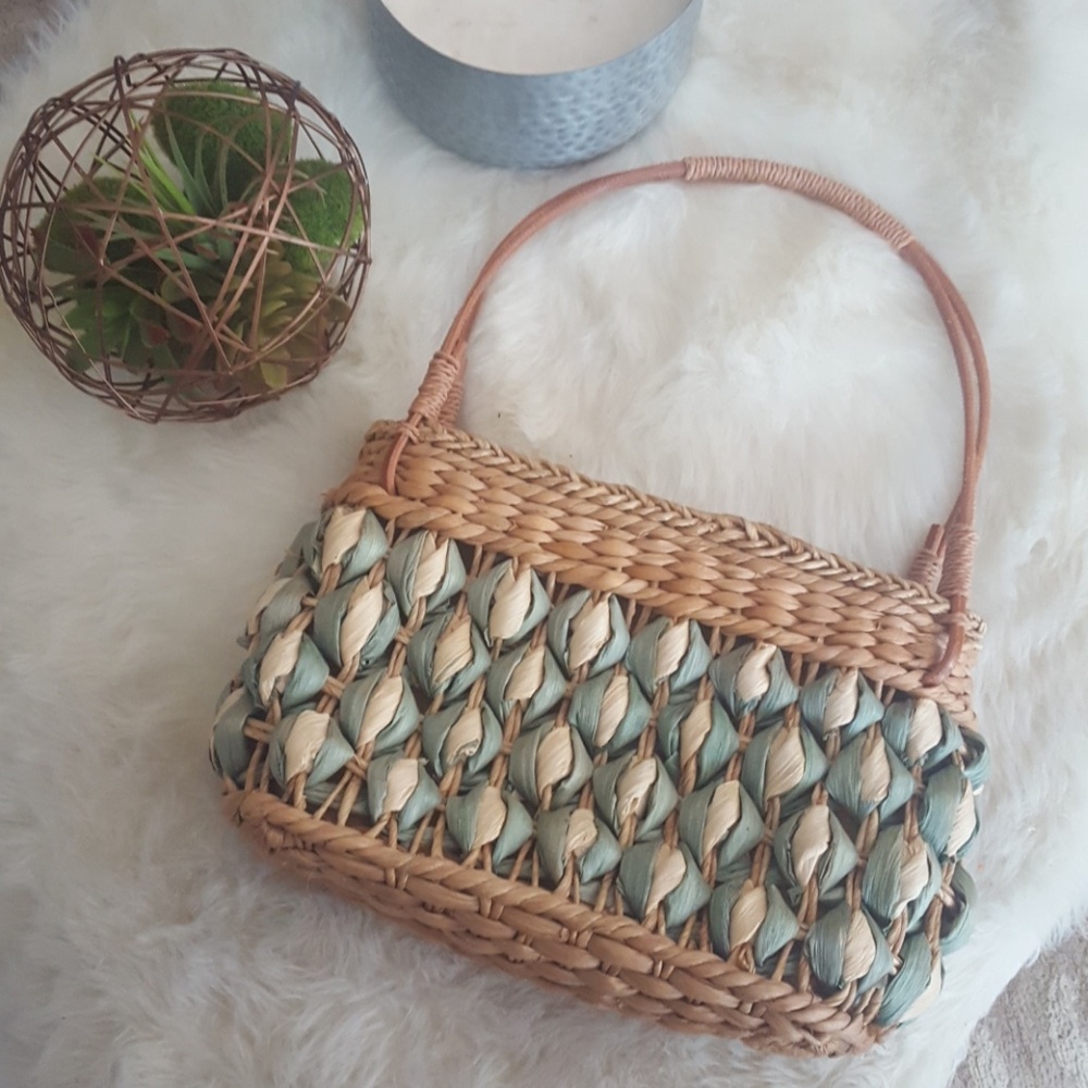REDfish Designs Boho Straw Basket Bag Purse